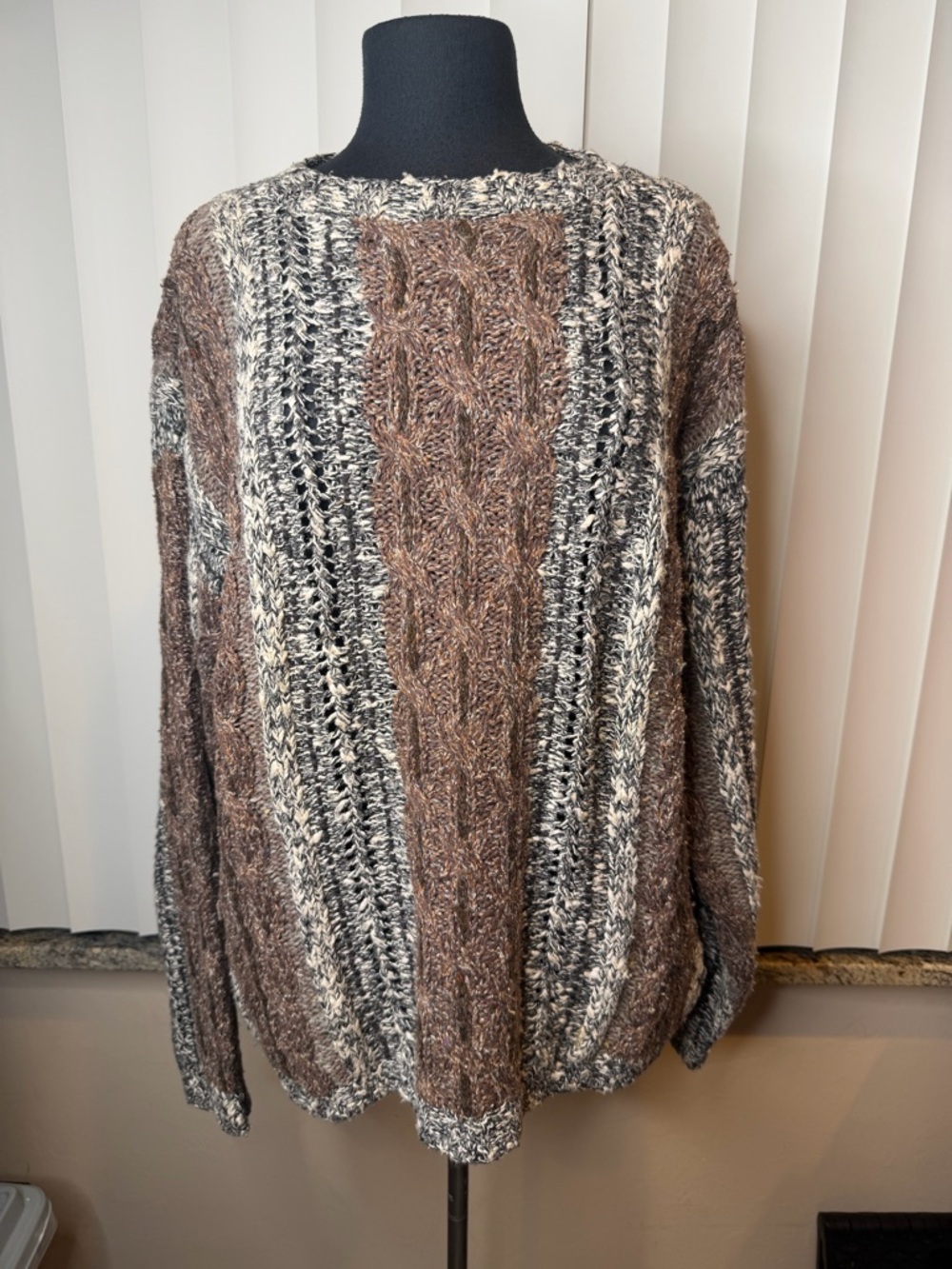Vintage Perry Ellis Cable Knit Cotton Oversized Sweater Size Medium
